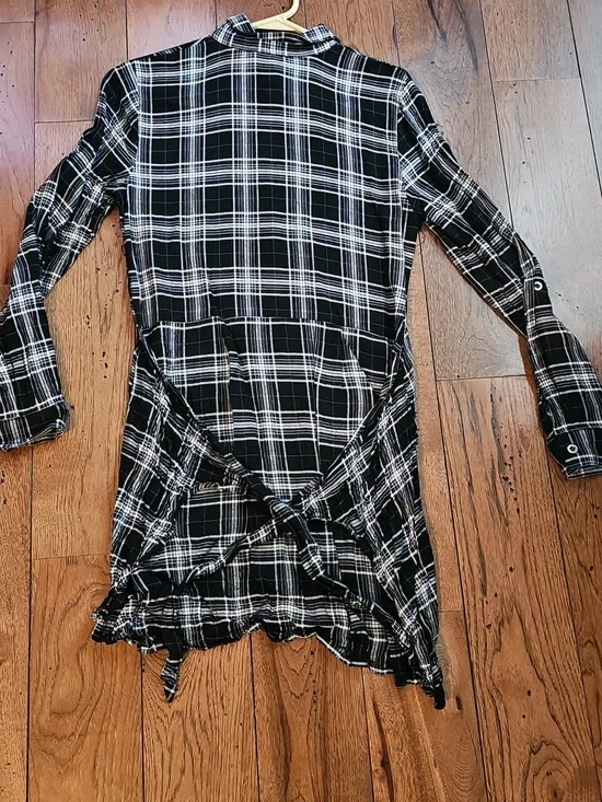 As U Wish Black and White Plaid Half Button-Down Dress - Picture 7 of 7
